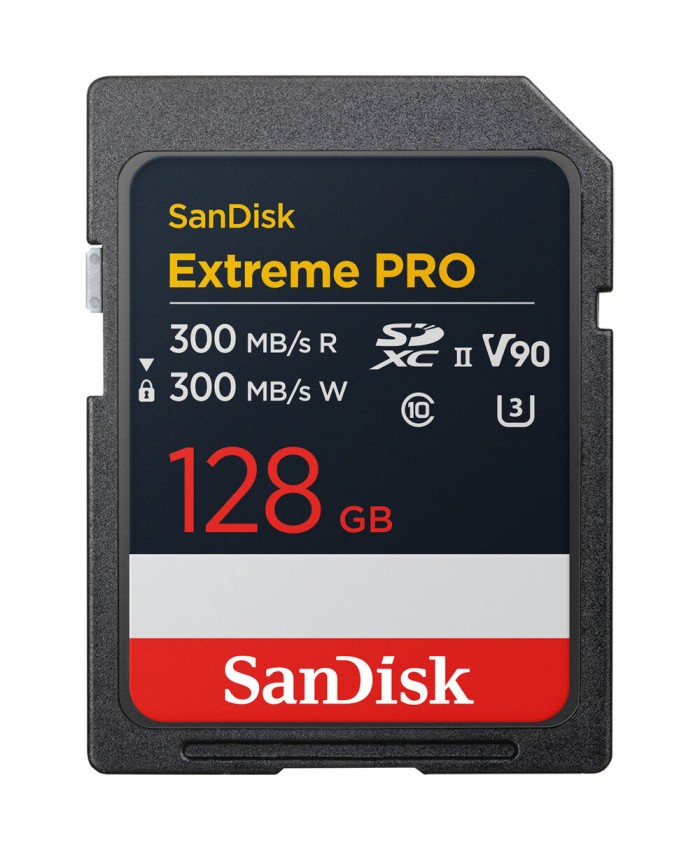 SanDisk 128GB Extreme PRO UHS-II SDXC 300 MB/s v90 Memory Card